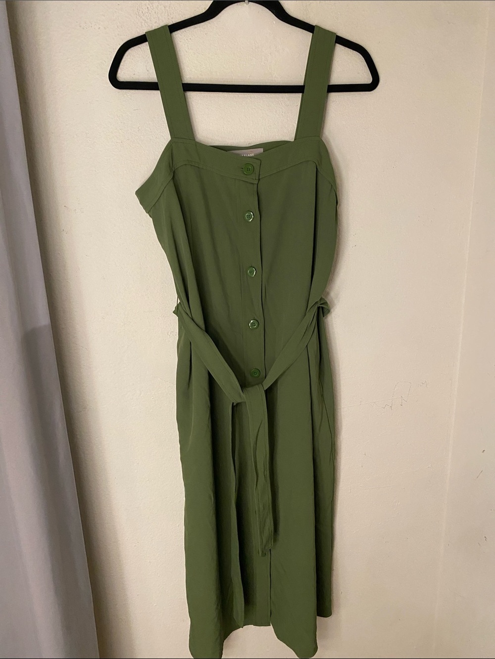 Everlane Olive Green button Dress with Large Button